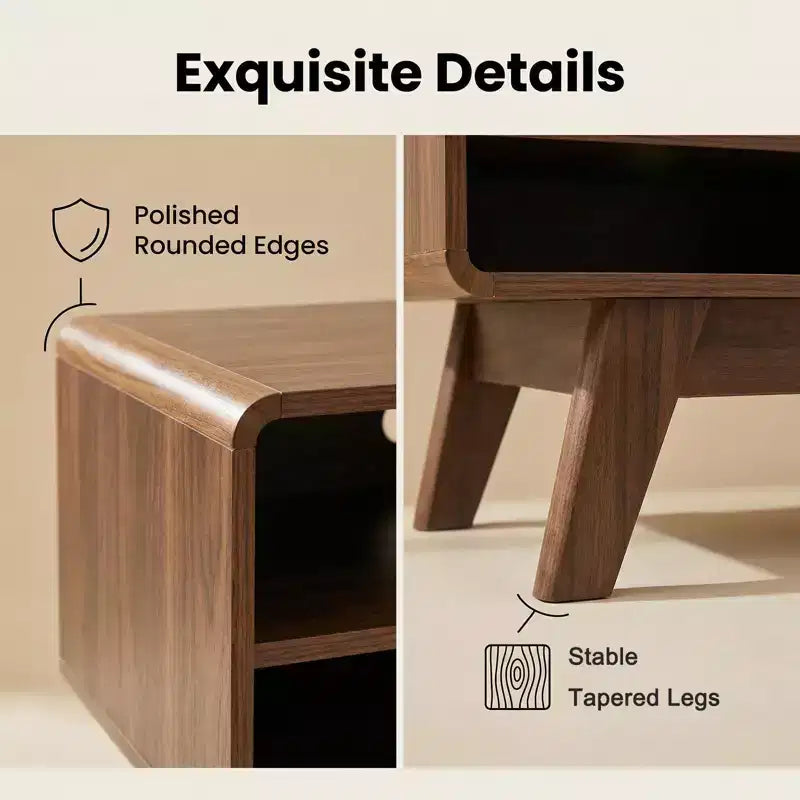 JVNOXK Mobile TV Moderno Mid-Century con Contenitore, Console Media con Anta Scorrevole a Stecche per Soggiorno