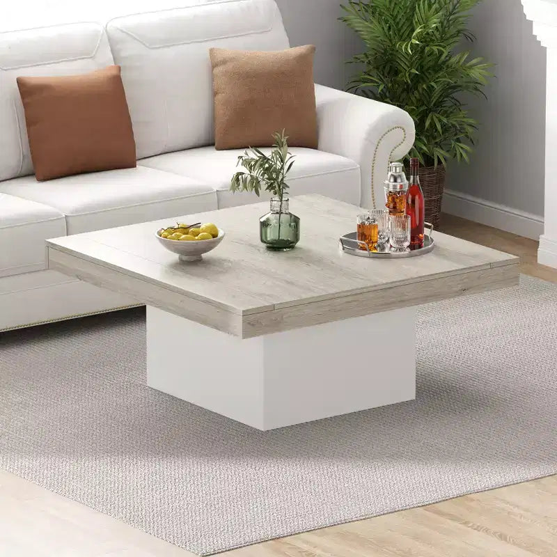 Tavolino da caffè quadrato, Centrotavola da salotto con luci a 16 colori, Design minimalista plug-in, per casa, ufficio, appartamento, sala lettura, Grigio