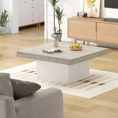 Tavolino da caffè quadrato, Centrotavola da salotto con luci a 16 colori, Design minimalista plug-in, per casa, ufficio, appartamento, sala lettura, Grigio