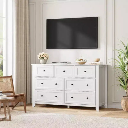 GustoWave Modern 54 Wide Cassettiera Grande a 7 Cassetti per Camera da Letto, Ingresso, Corridoio, Bianca