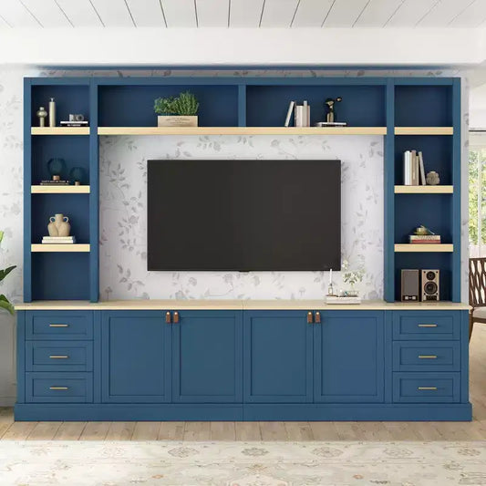 GDFStudio Lucas 102.3 Farmhouse 4-Piece Entertainment Center with Adjustable Shelves