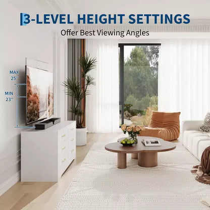Mobile TV moderno con supporto regolabile per TV da 32-80 pollici, mobile contenitore a 6 cassetti, consolle multimediale, mobili per camera da letto e soggiorno