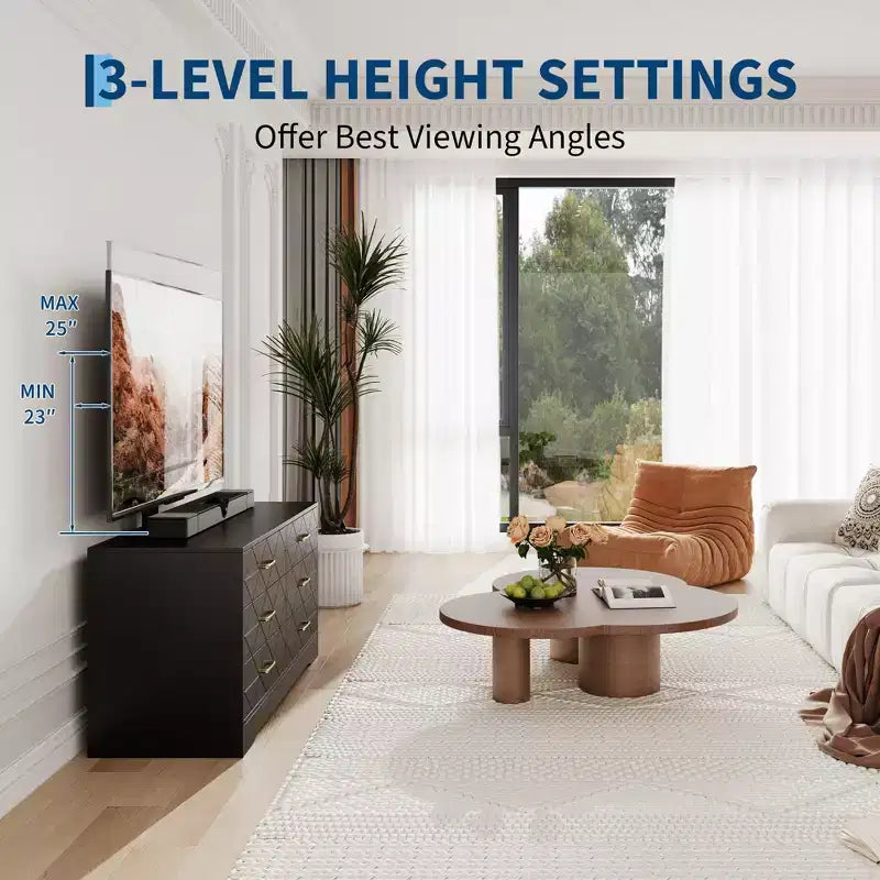 Mobile TV moderno con supporto regolabile per TV da 32-80 pollici, mobile contenitore a 6 cassetti, consolle multimediale, mobili per camera da letto e soggiorno