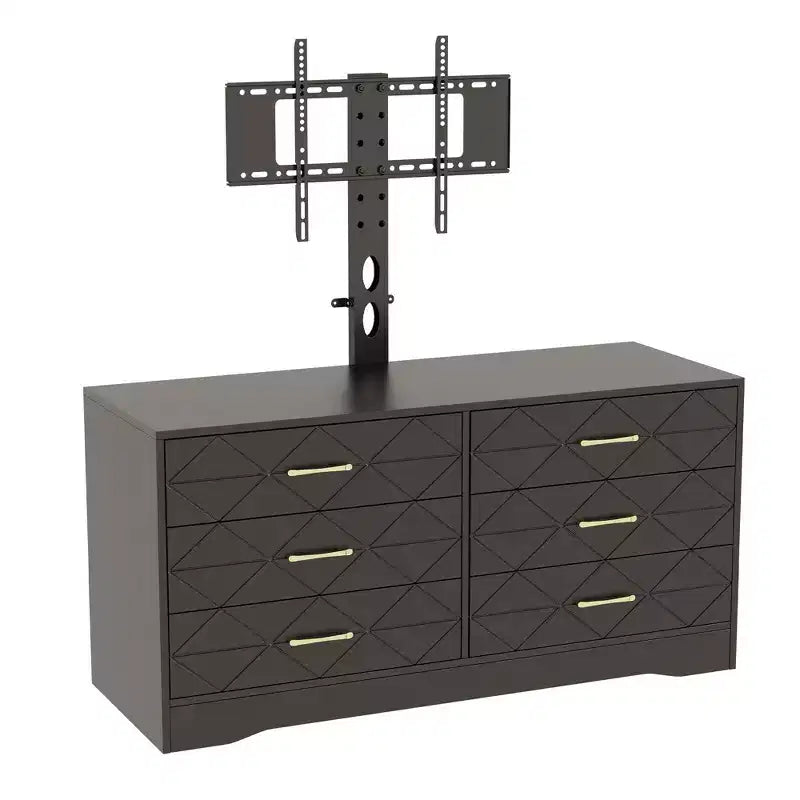 Mobile TV moderno con supporto regolabile per TV da 32-80 pollici, mobile contenitore a 6 cassetti, consolle multimediale, mobili per camera da letto e soggiorno