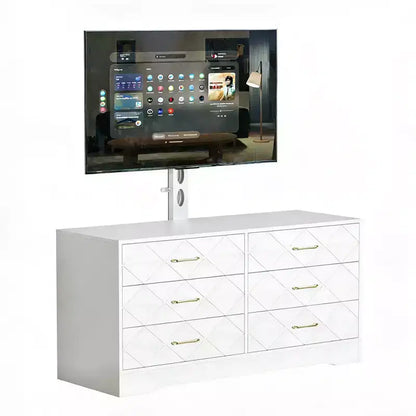 Mobile TV moderno con supporto regolabile per TV da 32-80 pollici, mobile contenitore a 6 cassetti, consolle multimediale, mobili per camera da letto e soggiorno