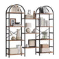Libreria a triplo arco, scaffale aperto indipendente a 4 livelli con struttura in metallo, scaffale espositivo industriale per soggiorno, ufficio domestico