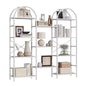 Libreria a triplo arco, scaffale aperto indipendente a 4 livelli con struttura in metallo, scaffale espositivo industriale per soggiorno, ufficio domestico