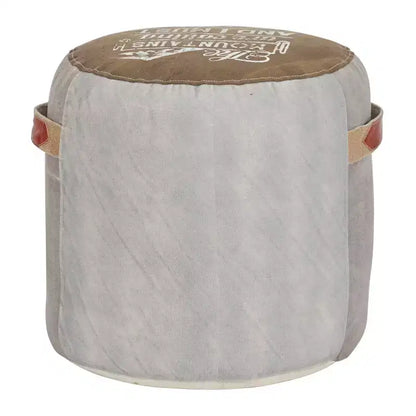 Olivia & May Pouf in tela con motivo a stella marrone: Pouf rustico rotondo non imbottito, nessun montaggio richiesto