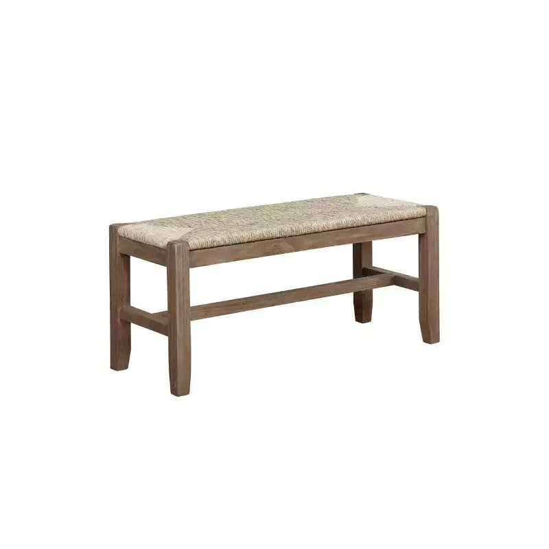 Set Panca 40" Davenport con Ganci Appendiabiti e Seduta in Rush Ambra Chiaro - Alaterre Furniture: Organizer Rustico Industriale per Ingresso, Struttura in Legno