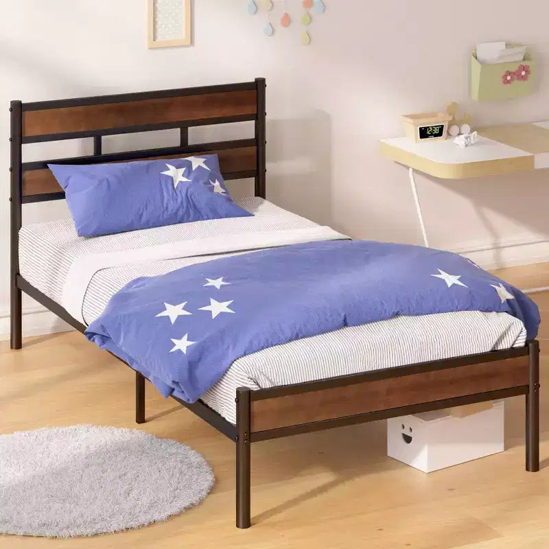 Letto a Piattaforma Roman in Bambù e Metallo Marrone - Zinus