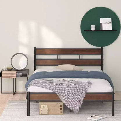 Letto a Piattaforma Roman in Bambù e Metallo Marrone - Zinus