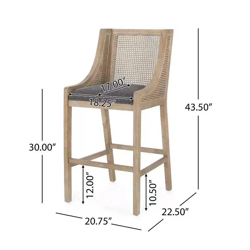 Sgabelli da Bar Christopher Knight Home Oneida da 30 pollici in Legno Rivestito in Tessuto Rustico e Rattan (Set di 2)