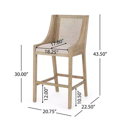 Sgabelli da Bar Christopher Knight Home Oneida da 30 pollici in Legno Rivestito in Tessuto Rustico e Rattan (Set di 2)