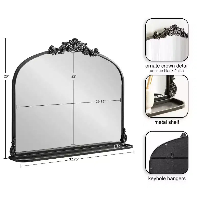 Kate & Laurel All Things Decor Specchio ad arco tradizionale Arendahl 33x26 con ripiano